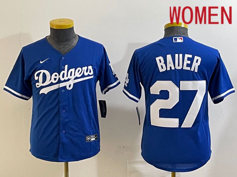 Women Los Angeles Dodgers #27 Bauer Blue Game 2024 Nike MLB Jersey style 1->women mlb jersey->Women Jersey